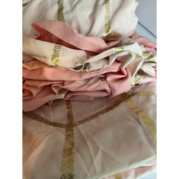 ID Microfiber 3 pc DUVET Set Full/Queen Pink with Gold Metallic - Picture 4 of 4